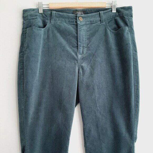 TALBOTS Flawless Five-Pocket Jegging Velvet Crop Skinny Pants Green  Sz 16 P - Picture 3 of 12